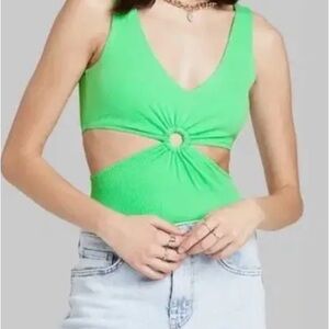 Wild fable lime green cutout body suit size medium never worn
